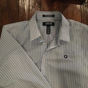 Men's Lands End CHASE logo button front, long sleeve shirts (2), 16X33 Slim-fit